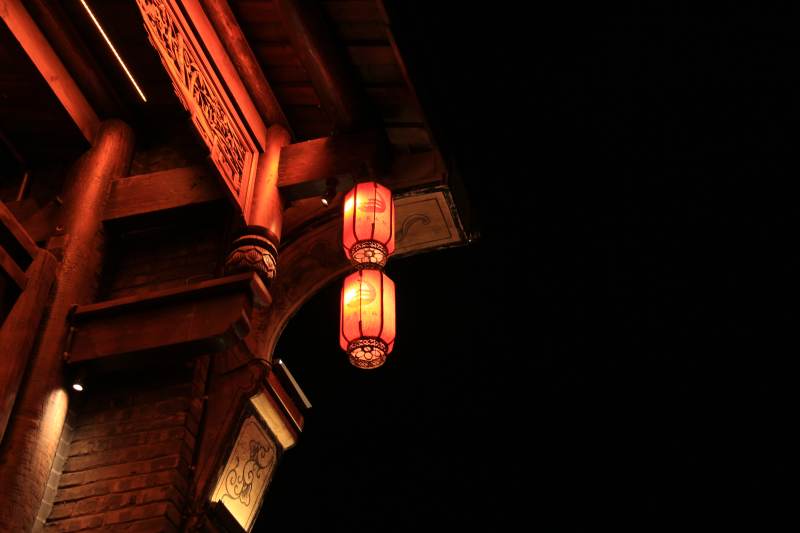 夜色中的红灯笼图片