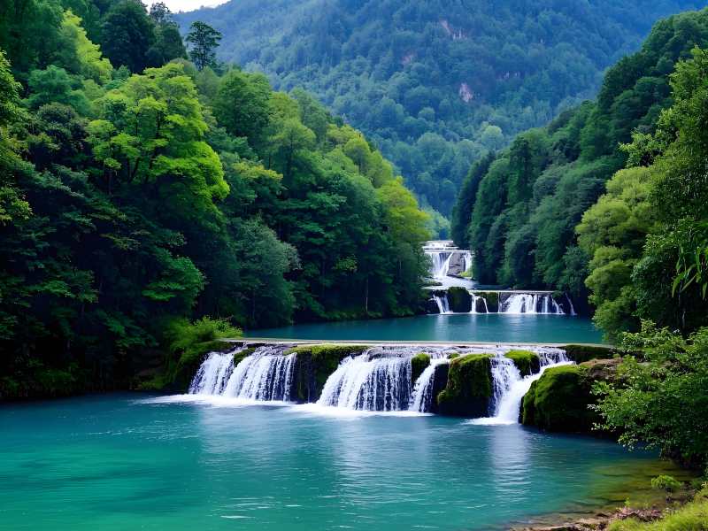 瀑布森林美景图片