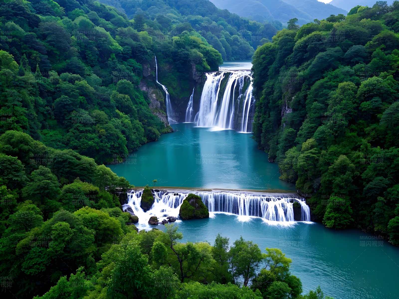 瀑布森林美景图片