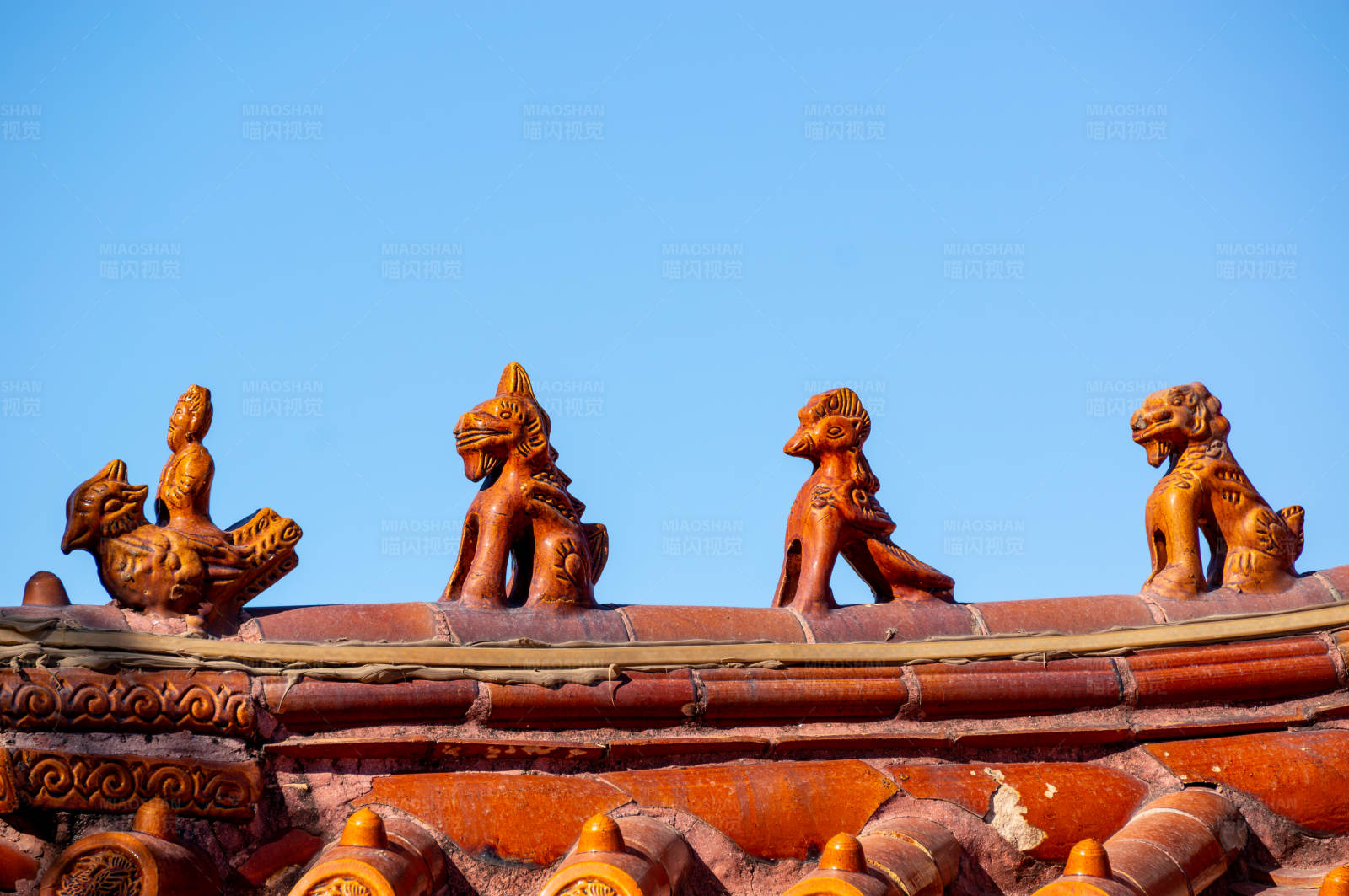 故宫屋脊上的神兽装饰图片