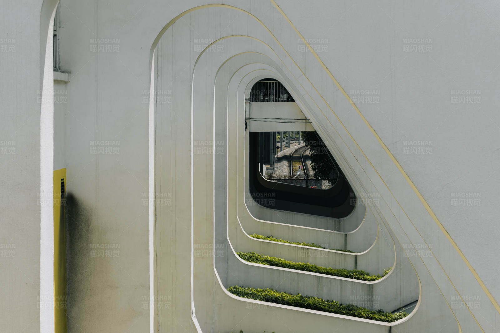 建筑曲线与绿植图片