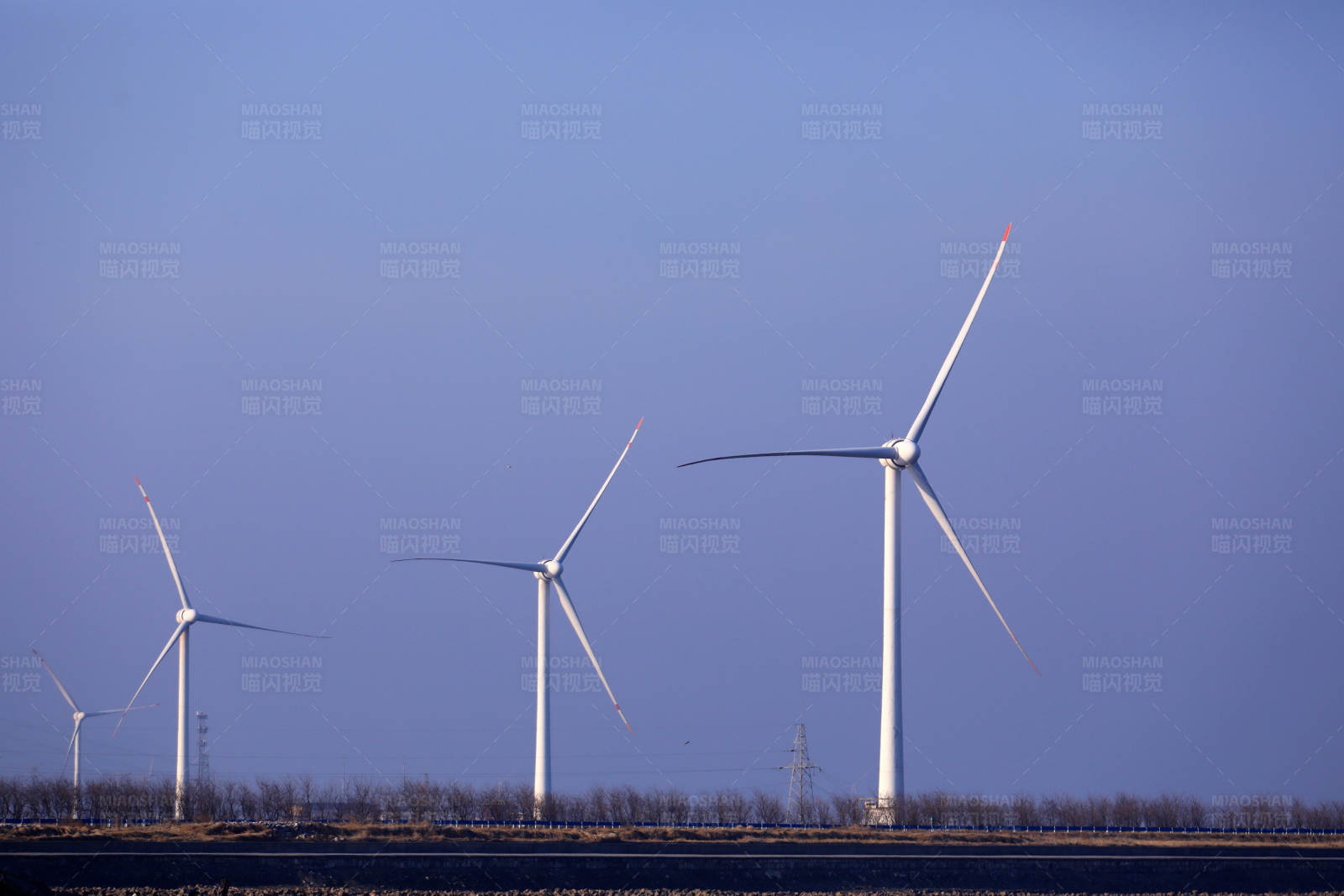 江苏东台海滨滩涂风力发电机组图片