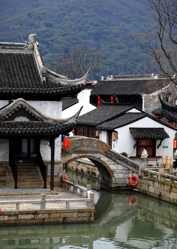 江南水乡古桥景--无锡惠山古镇图片