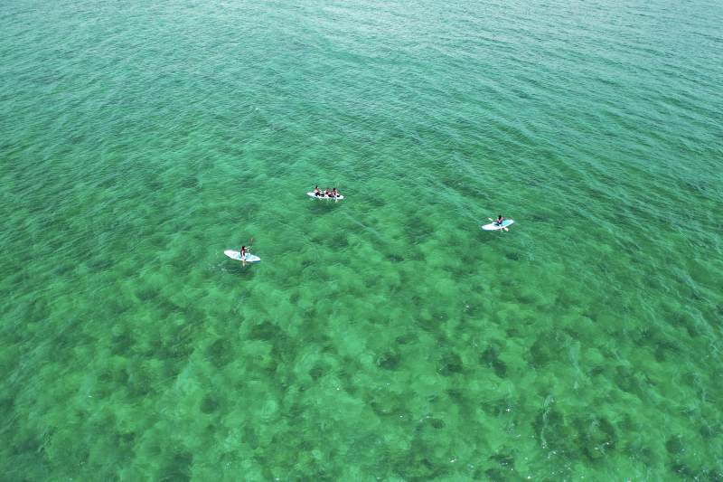 航拍海上划桨板运动--广西涠洲岛图片