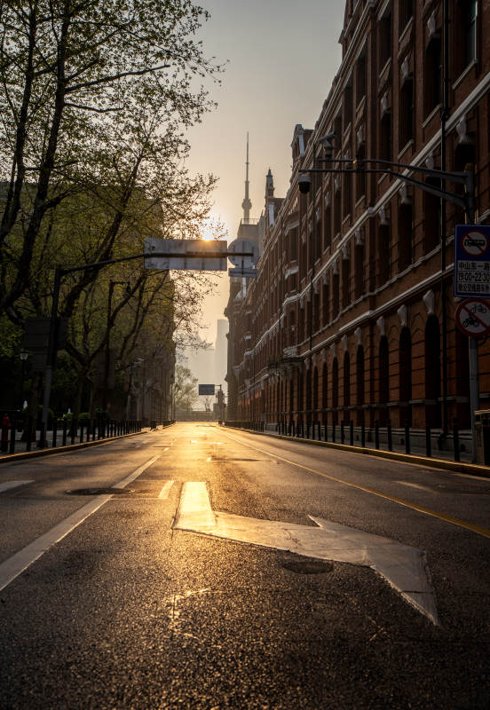 晨曦中的静谧街道图片