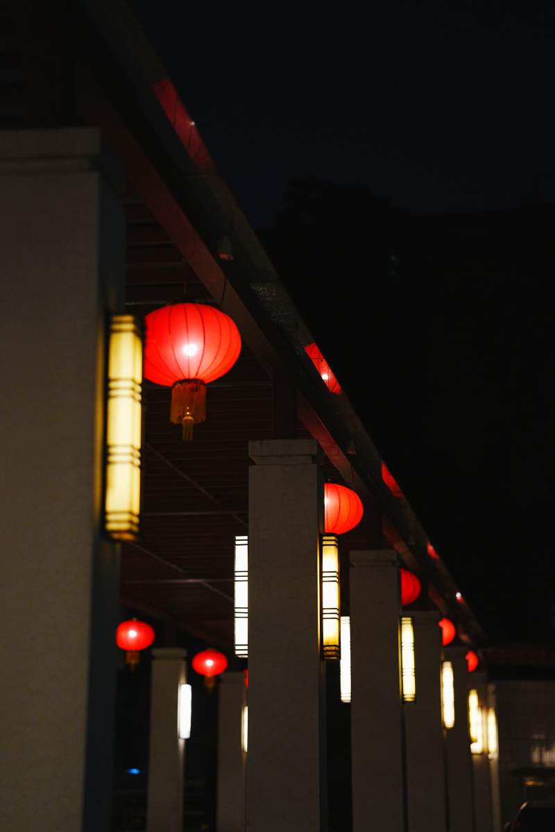 夜幕下的红灯笼图片