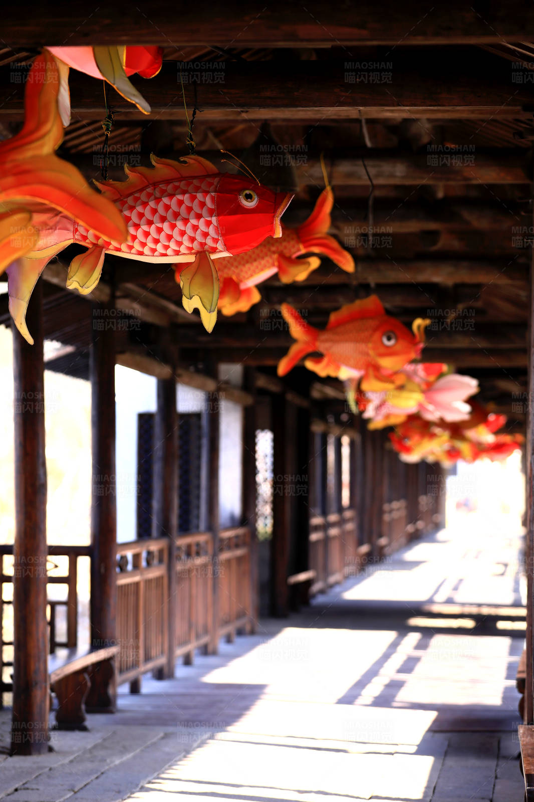 窑湖小镇的鱼灯走廊图片