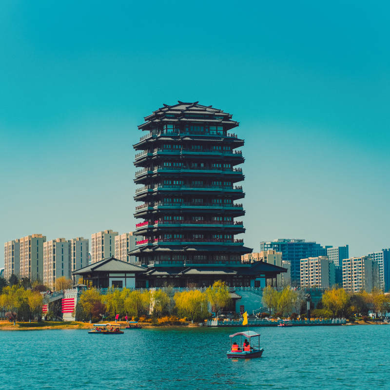 淄博齐盛湖海岱楼图片