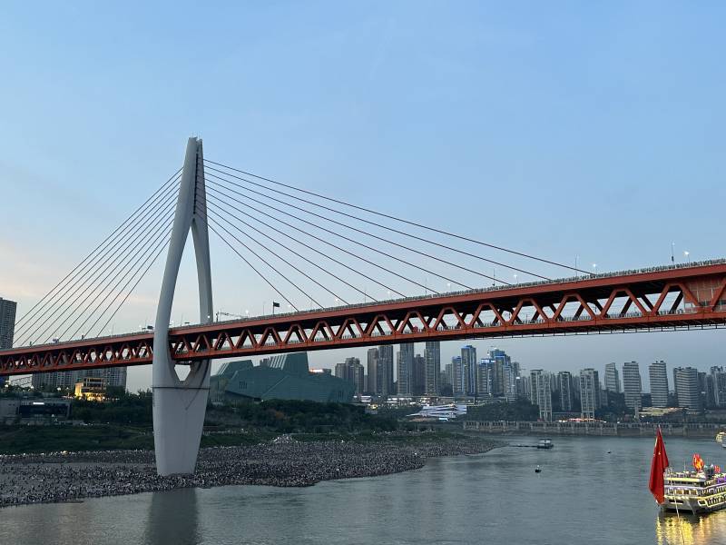 重庆大桥夕阳景图片