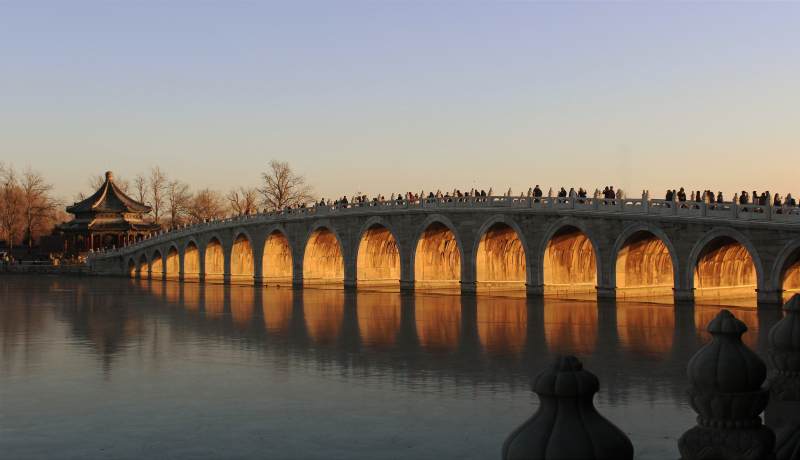 十七孔桥夕阳美景图片