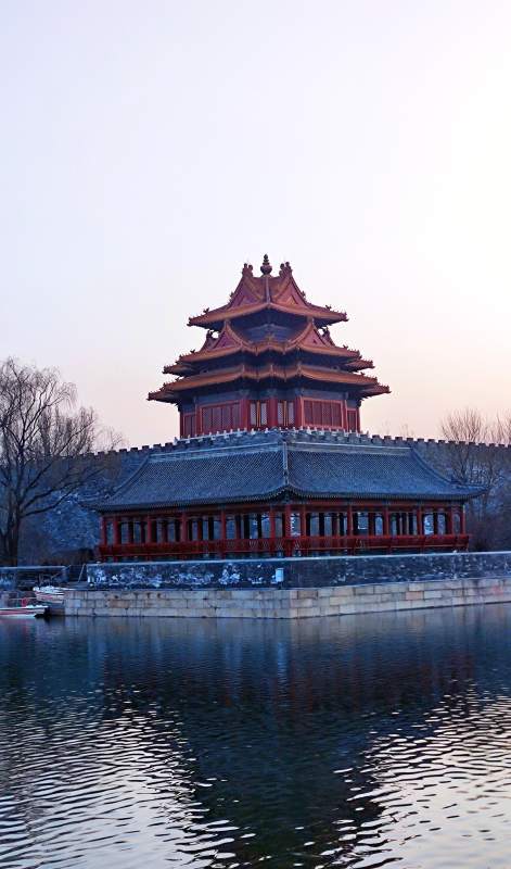 故宫角楼夕阳映照图片