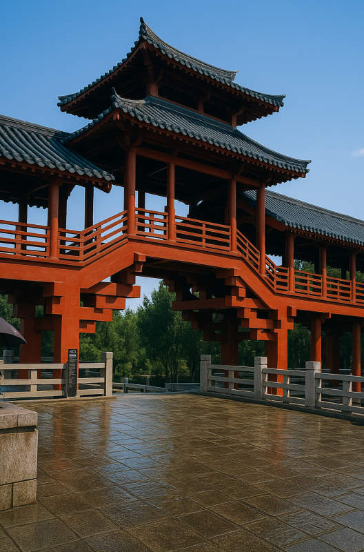 横店古建筑的红木楼阁图片