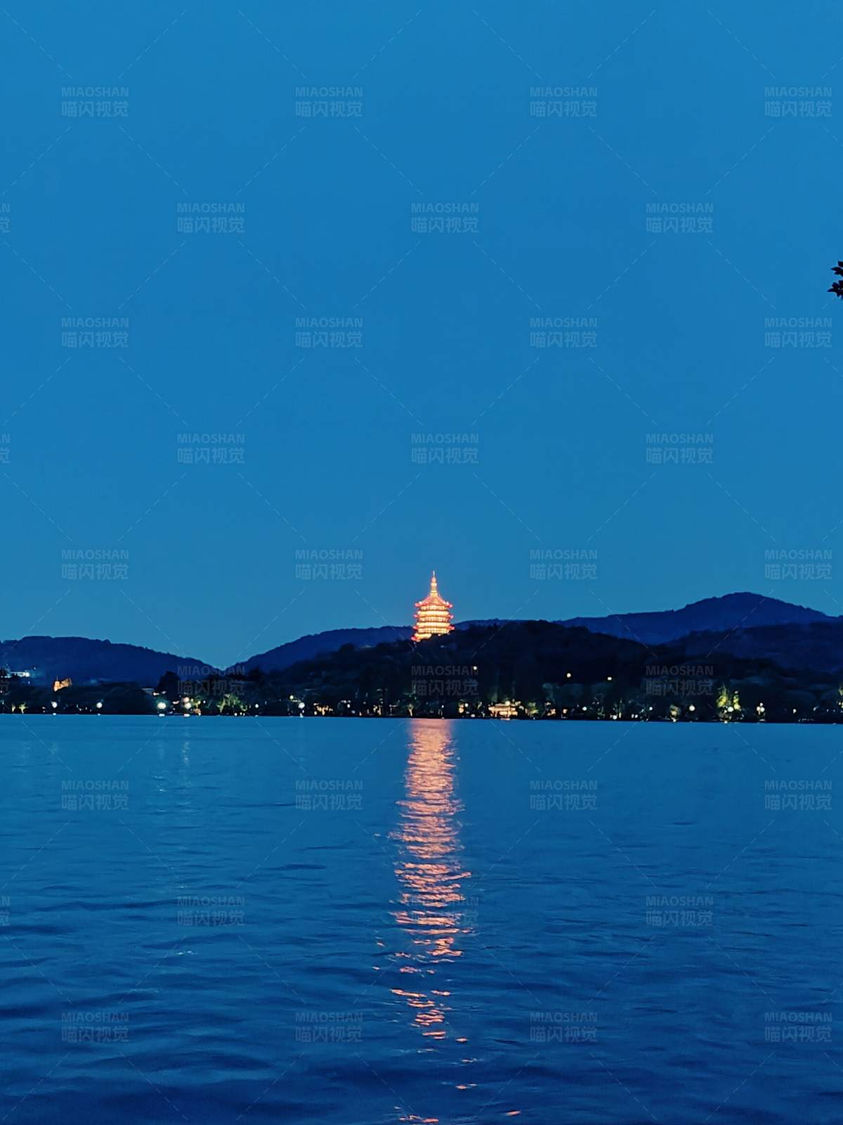 西湖夜景雷峰塔图片