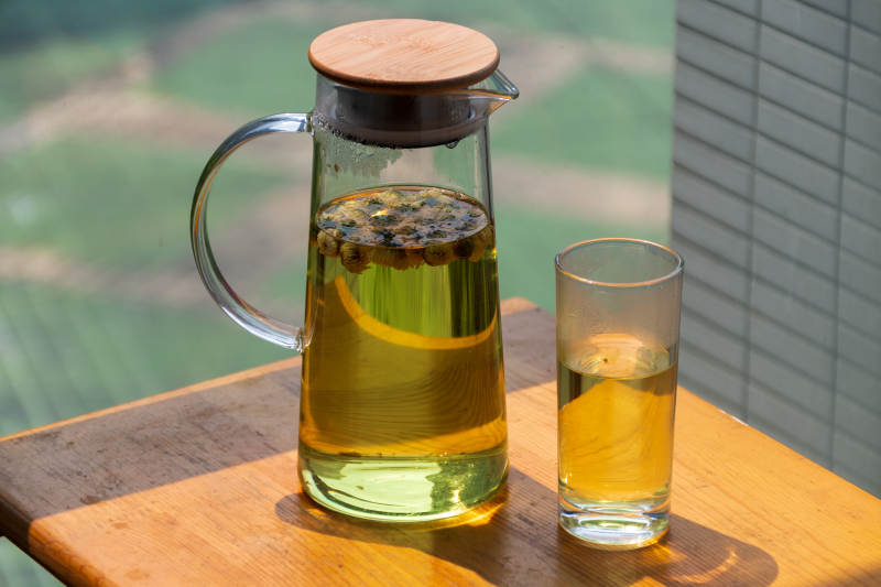 阳光下的菊花茶时光图片