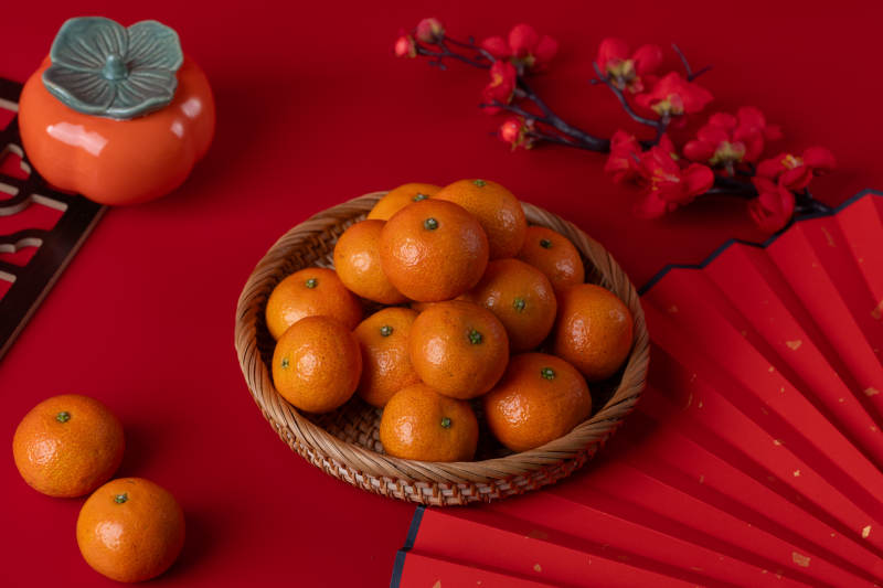 春节橙子与柿子图片