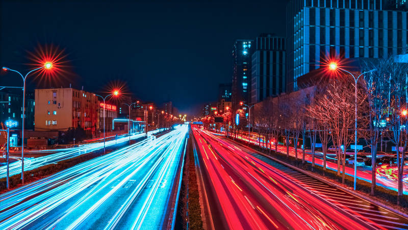 夜景车流图片