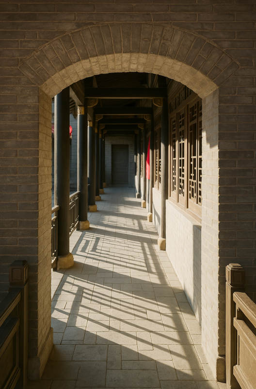 古建筑长廊光影图片