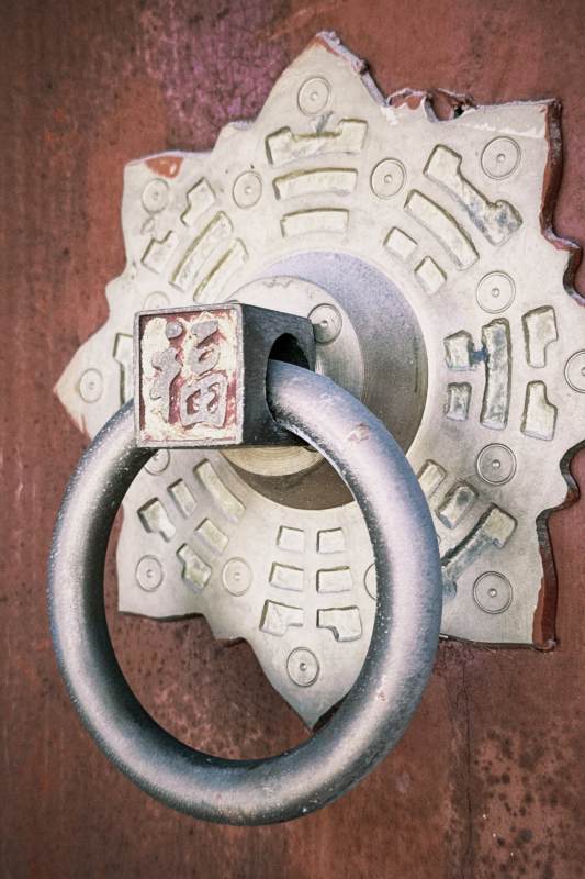 古门环上的福字装饰图片