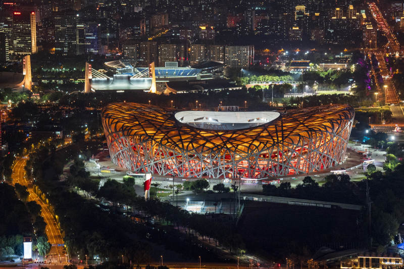 鸟巢夜景图片