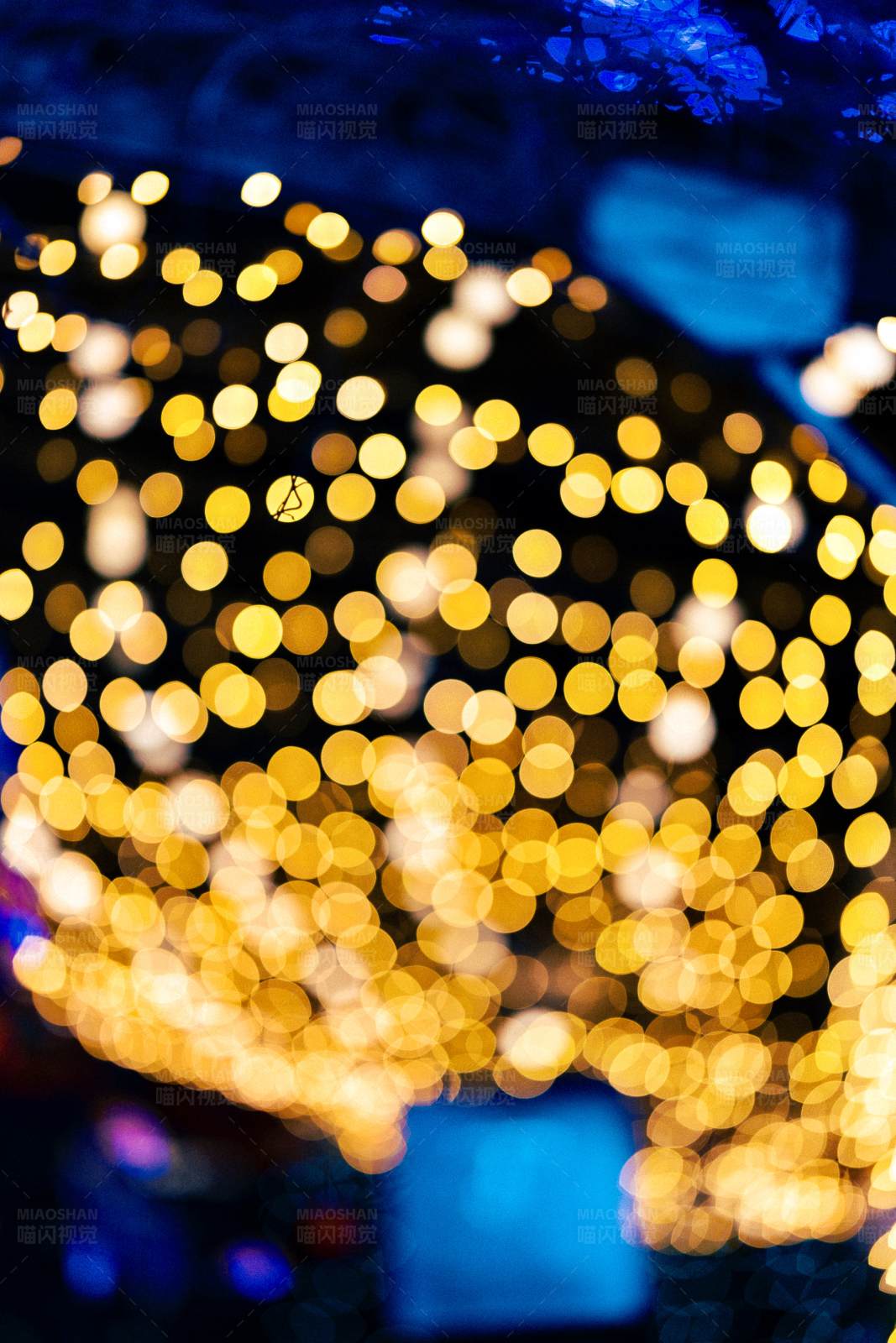 金色光斑的梦幻夜景图片