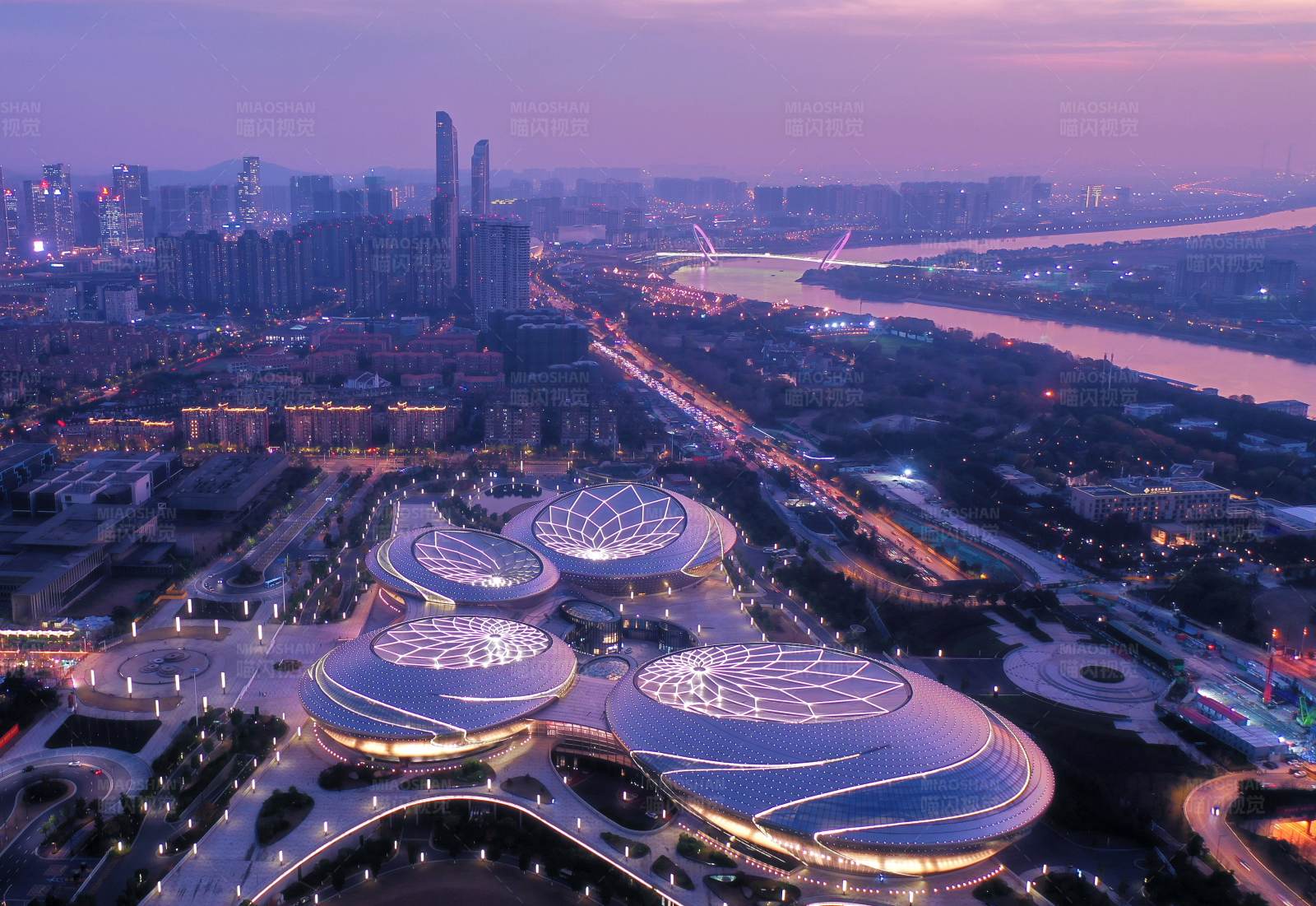 南京江苏大剧院夜景与现代建筑图片