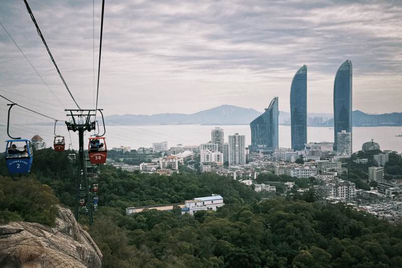 城市缆车观景图图片