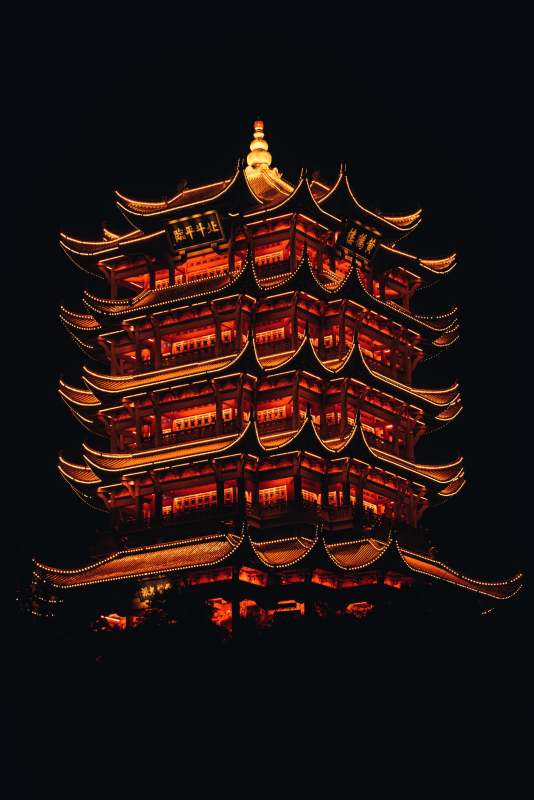 夜色中的武汉黄鹤楼图片