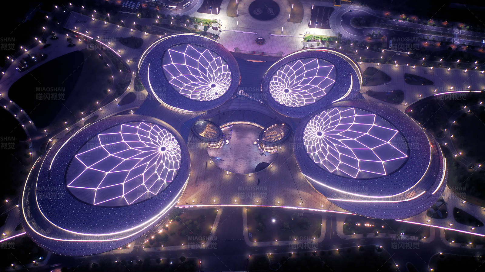 航拍夜幕下的江苏大剧院图片