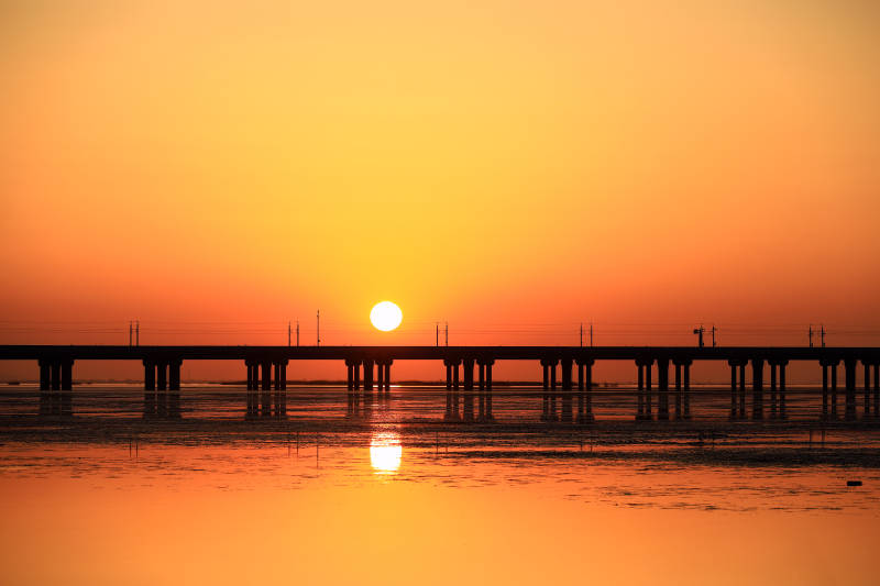 南京石臼湖特大桥日落图片