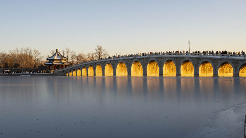 十七孔桥夕阳美景图片