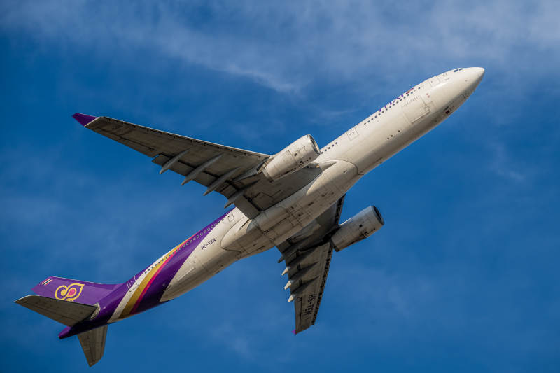 泰航飞机翱翔蓝天图片