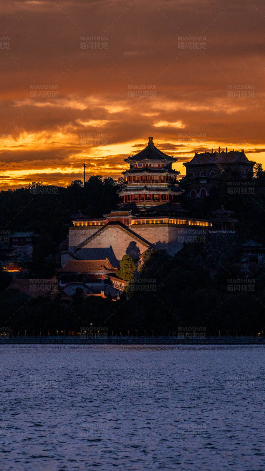 颐和园落日美景图片