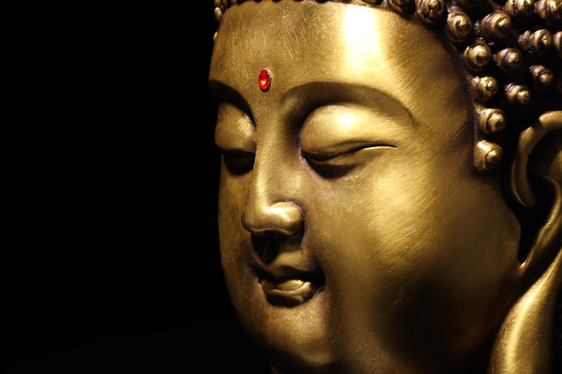 金色佛像面部特写图片