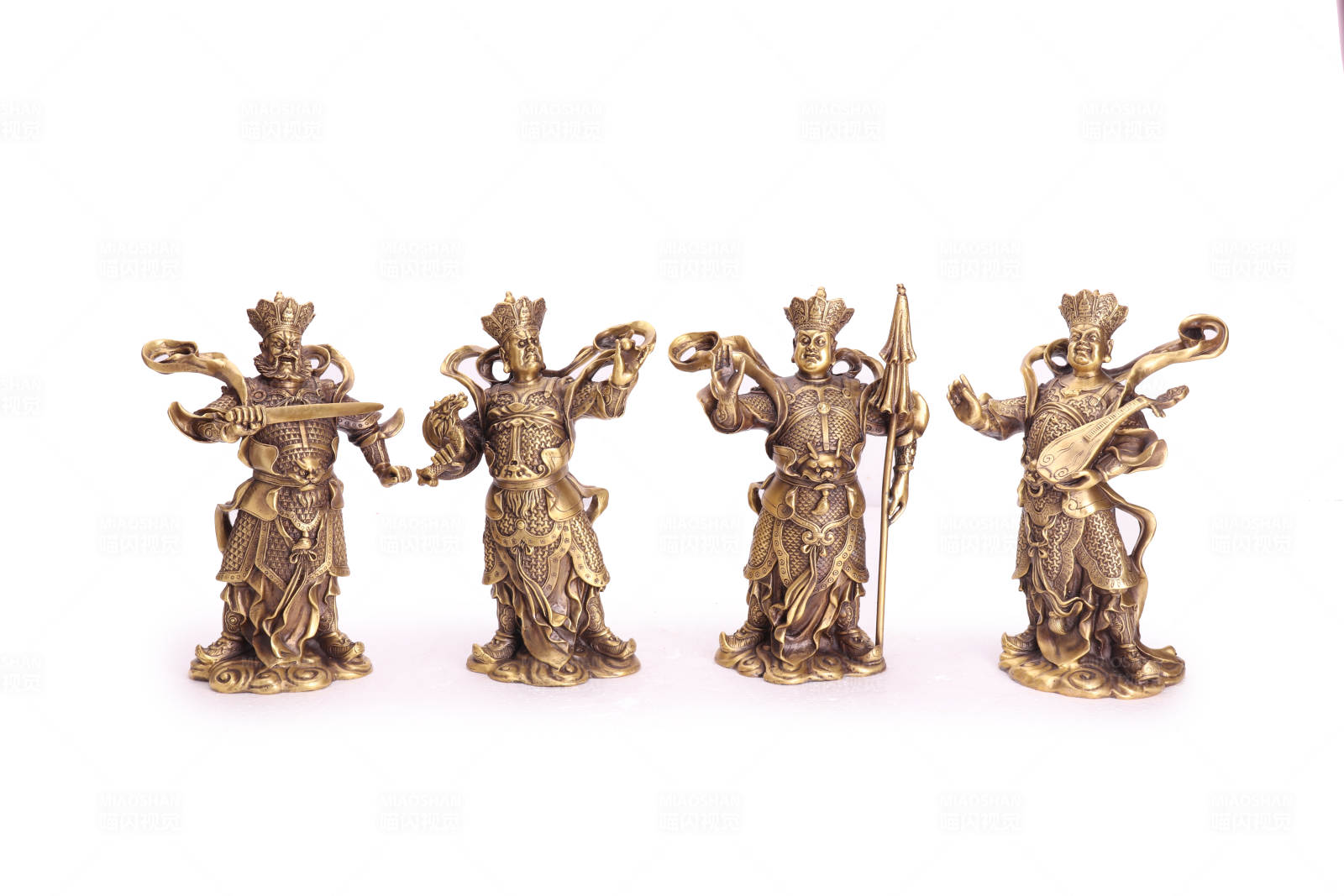 古代乐器铜像四件套图片