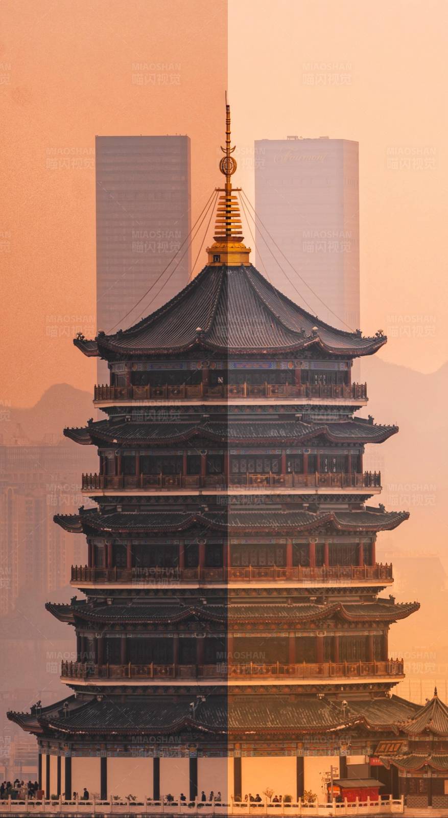 古今辉映的东山塔图片