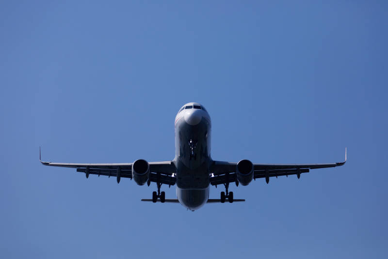 蓝天下的飞机图片