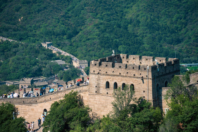 长城蜿蜒 游客如织图片