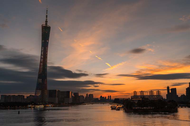 广州塔夕阳美景图片