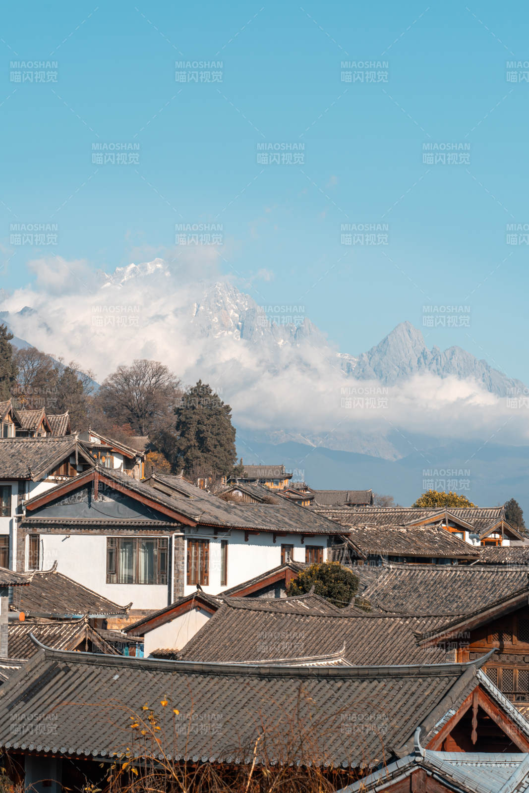 玉龙雪山下的古镇风光图片