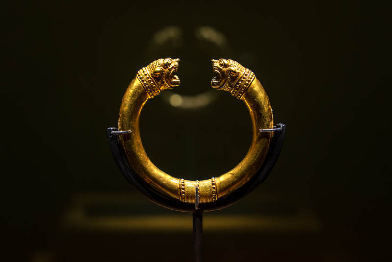 古代金狮头环展示图片