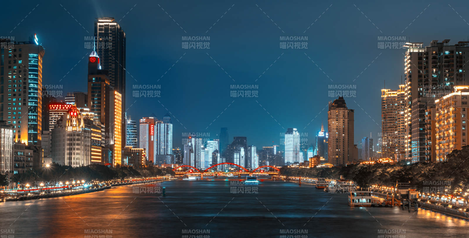 广州珠江两岸城市建筑夜景图片