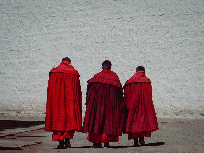 红袍僧侣背影图图片