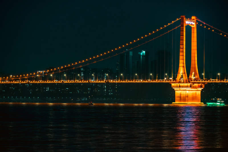 夜色中的金色大桥图片