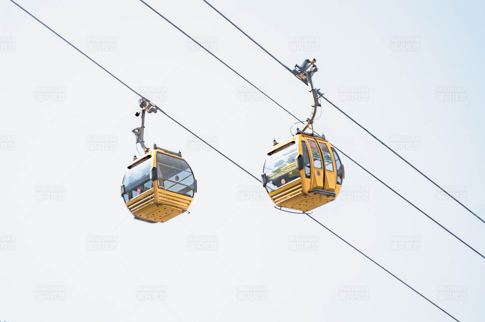 空中缆车对视图片