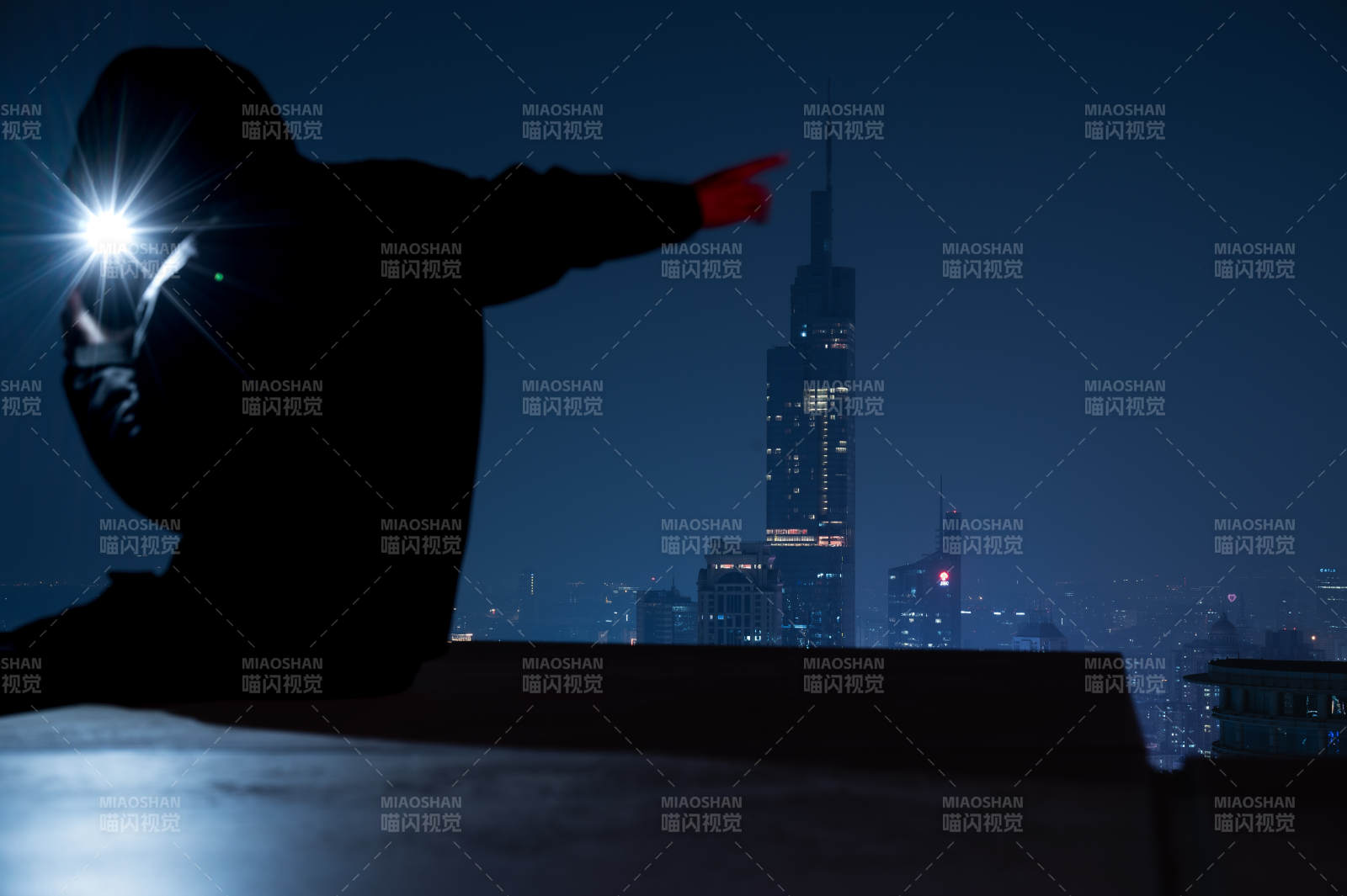 指向夜空的指引者图片