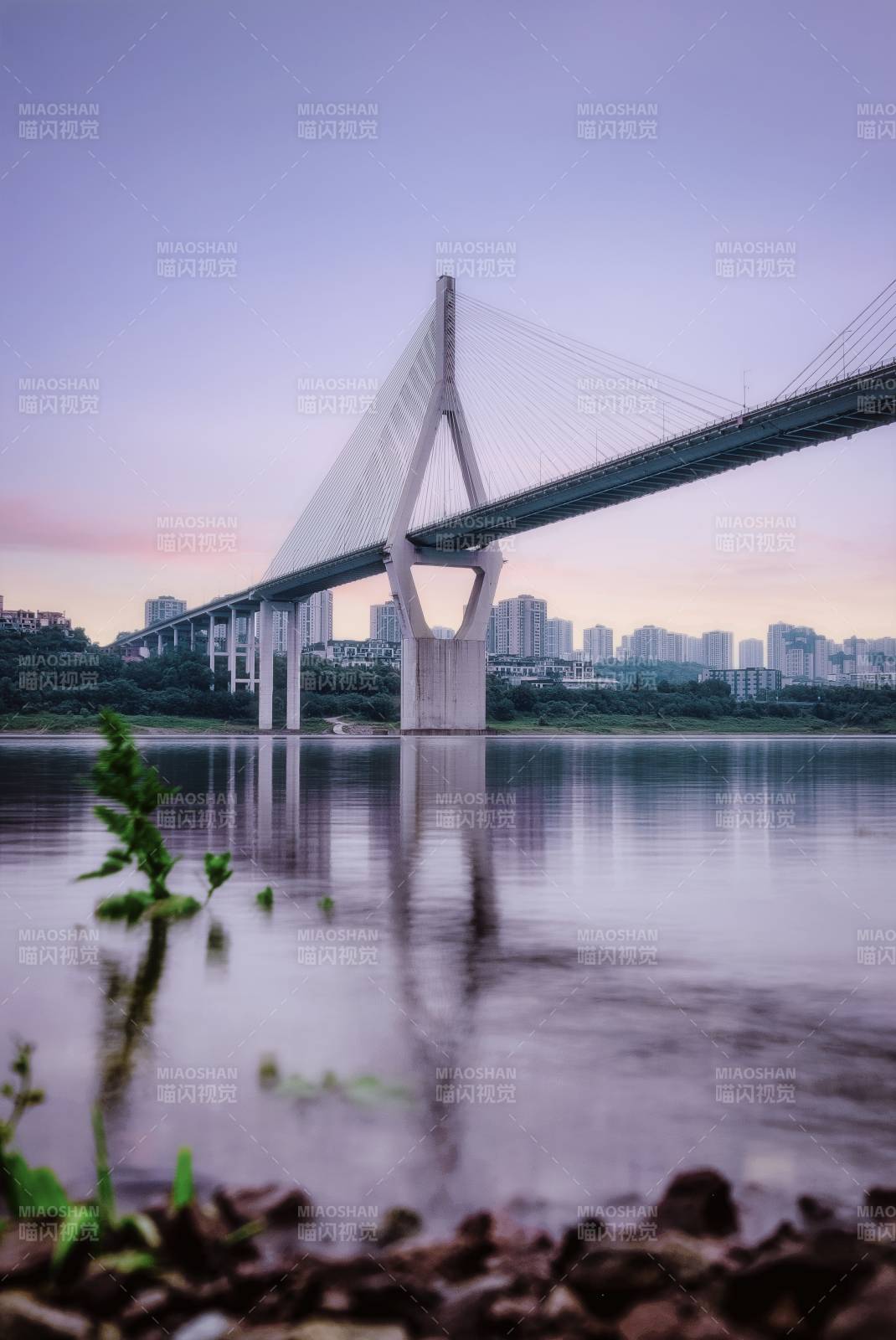 夕阳下的城市桥梁图片