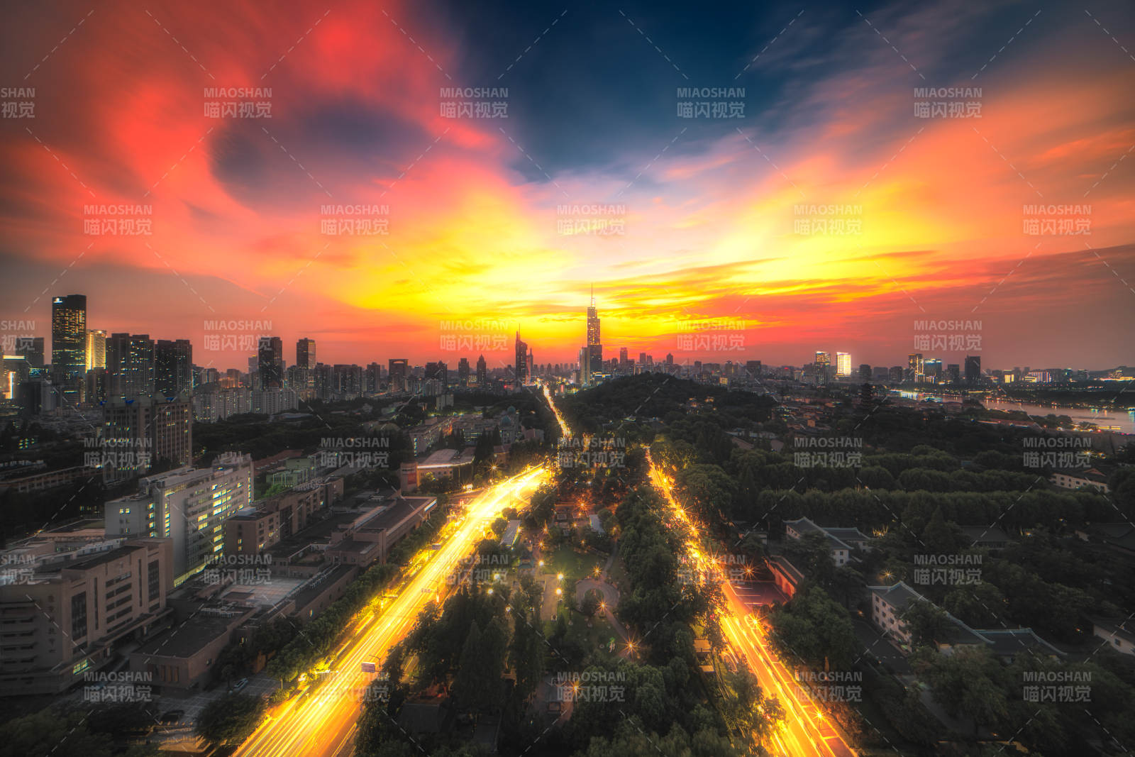 城市夕阳美景图片