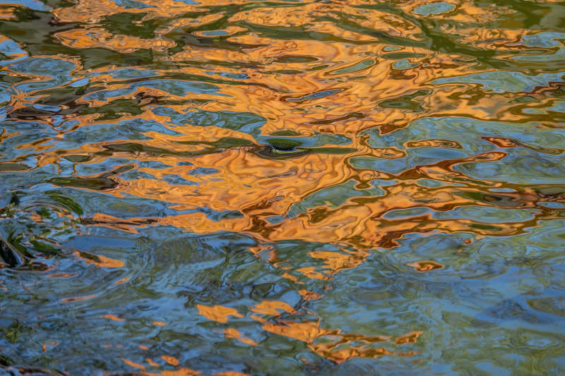 水面倒影的金色光芒图片