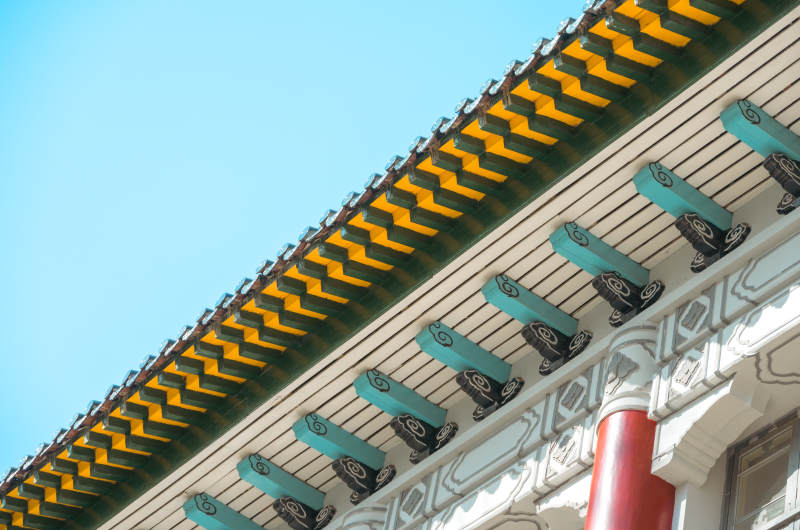 古建筑屋檐特写图片