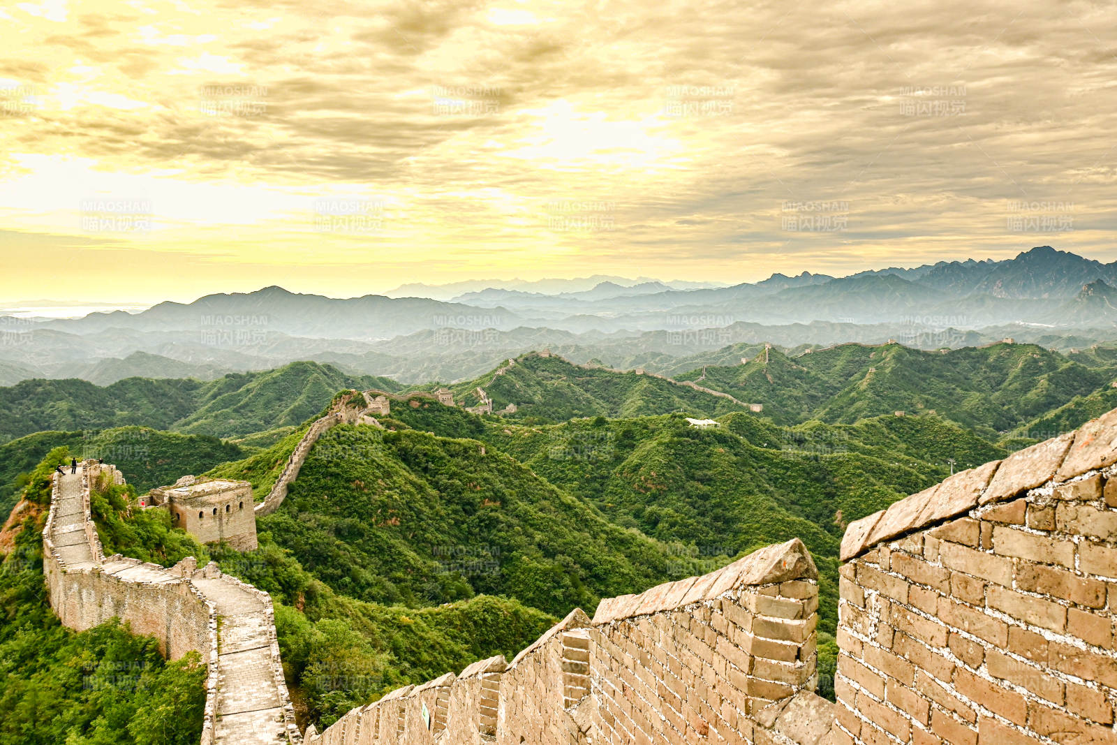 长城日落美景图片